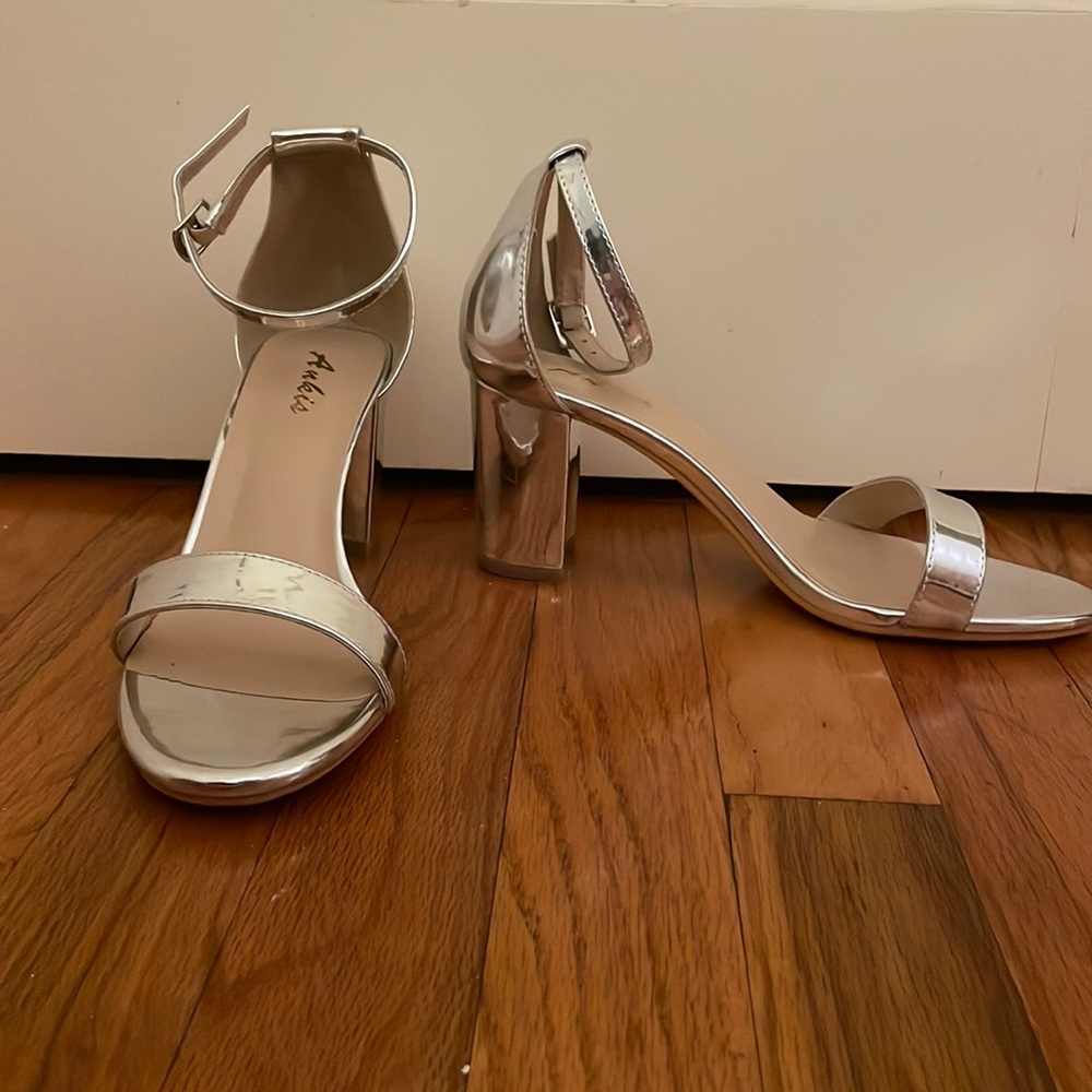 Silver block heels